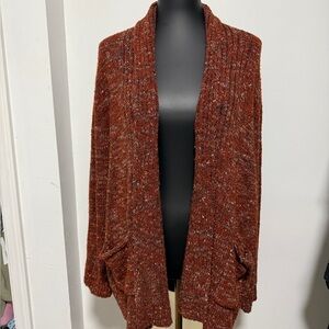 Sonoma Marled Rust Open-Front Cardigan